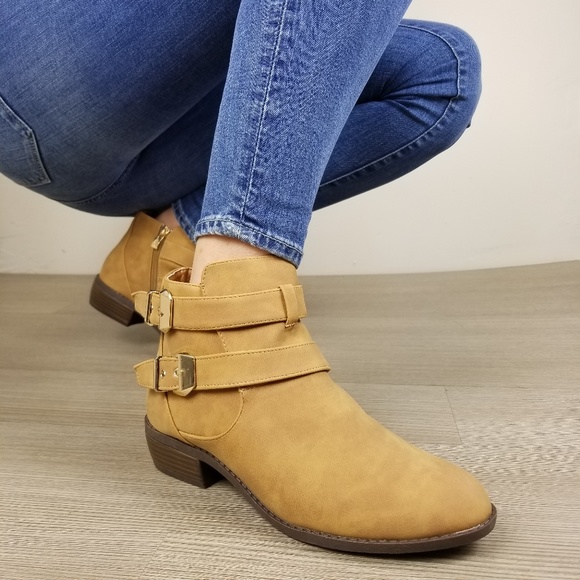 Vegan Nubuck Chestnut Color Ankle Boots-C1 - Picture 2 of 8